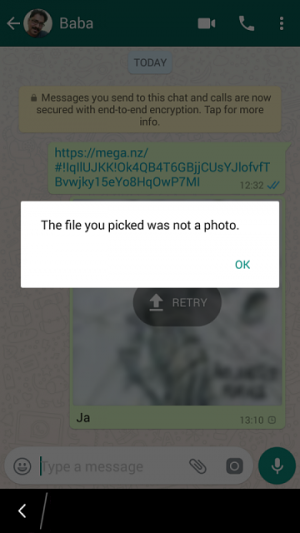 Solve Whatsapp Error - The file you picked was not a photo - Kweshan
